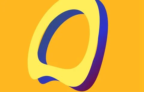 Abstract Yellow Ribbon Loop With Blue-Purple Gradient  Modern Minimal Logo-.. Stock Illustration