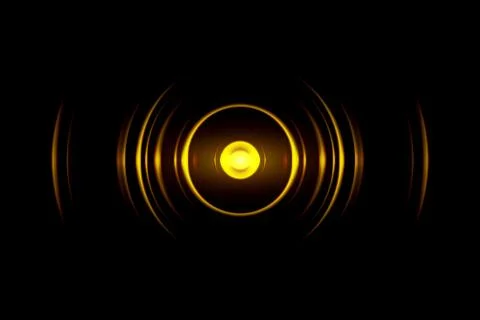 Abstract yellow ring with sound waves oscillating background Stock Illustration