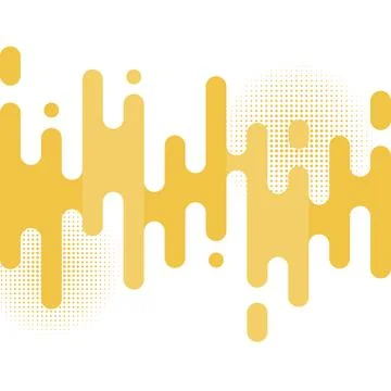 Abstract yellow rounded lines transition pattern with halftone on white backg Stock Illustration