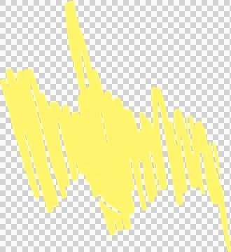 Abstract yellow scribble is appearing in flat design on transparent canvas Illustrazione stock
