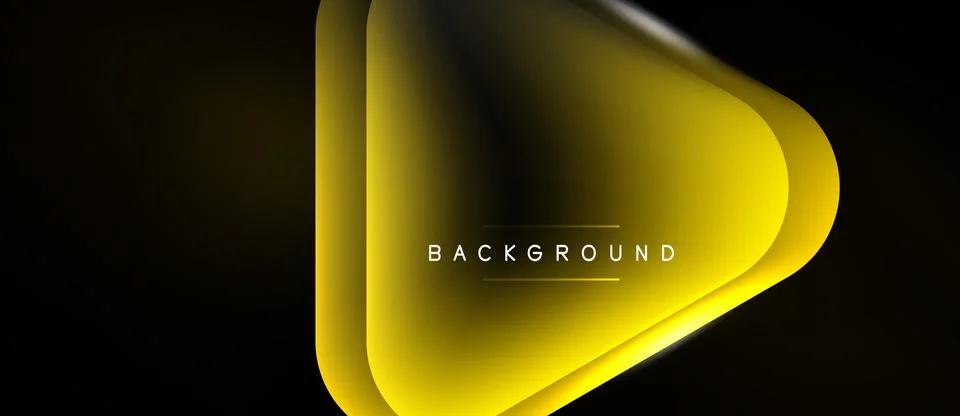 Abstract yellow shape over black background. Gradient effect creates depth, Stock Illustration