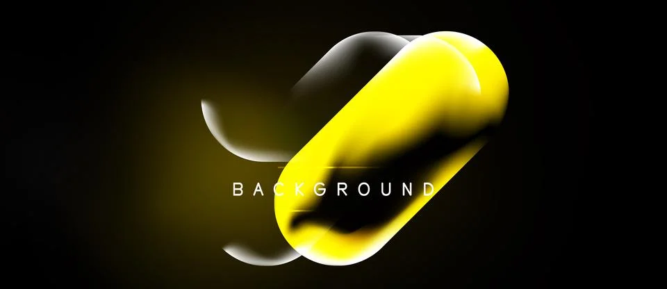 Abstract yellow shape over black background. Smooth curves create dynamic v.. Stock Illustration