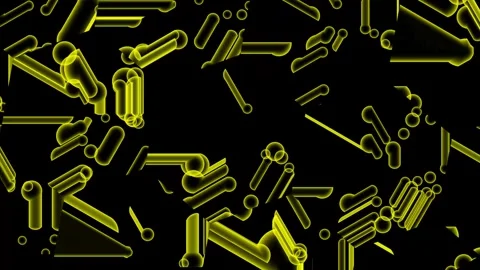 Abstract Yellow Shapes on Black Background: A Digital Art Piece Stock Footage 310709667