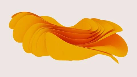 Abstract yellow shapes wavy 3d color fabric. Cloth wave background. Illustrazione stock