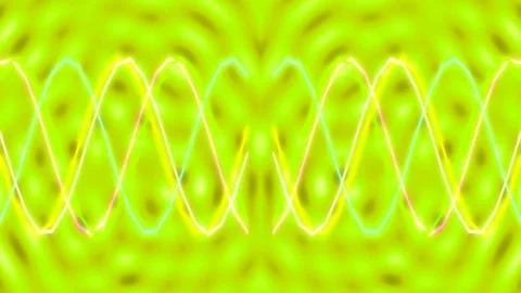 Abstract Yellow Sine Wave Background with Glowing Neon Oscillation Effect Stock Footage 336773237
