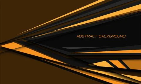 Abstract yellow speed black shadow direction geometric hexagon mesh on grey Stock Illustration