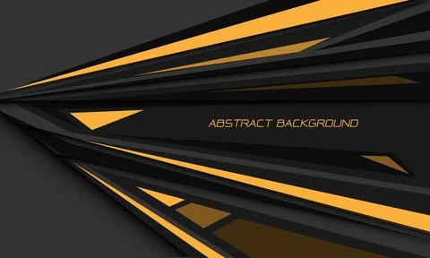 Abstract yellow speed black shadow grey direction geometric hexagon mesh Stock Illustration