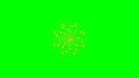 Abstract yellow spherical pattern with geometric lines on green background Stock Footage 341822594