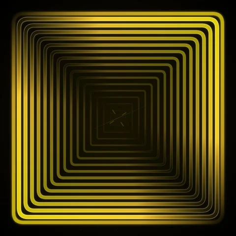 Abstract Yellow Square Tunnel Vision Warp Background Loop Stock Footage 346282913