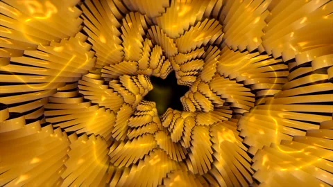 Abstract yellow star fish rotating kaleidoscopic background, seamless loop Stock Footage 182520017