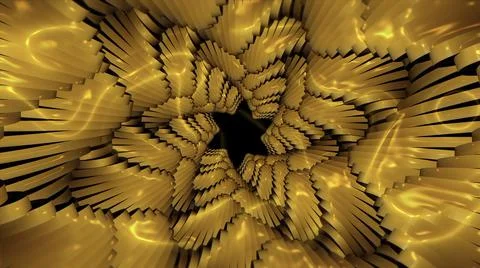 Abstract yellow star fish rotating kaleidoscopic background, seamless loop Stock Illustration