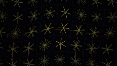 Abstract Yellow Star Pattern on Dark Grid with Wavy Motion Lines Stock Footage 343690728