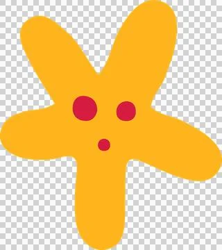 Abstract yellow starfish is floating in flat design on transparent background, 스톡 일러스트