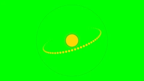 Abstract yellow sun with a dotted ring orbit isolated on a green background Vídeo Stock 341824259