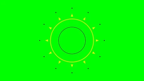 Abstract yellow sun icon with circular geometric design on green screen Stock Footage 340264867