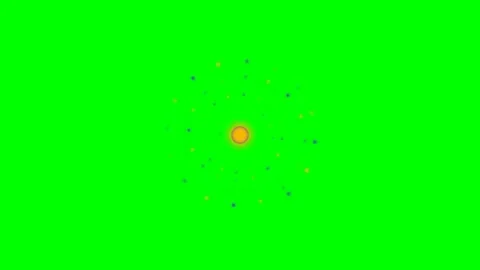 Abstract yellow sun icon with small floating particles on green background Stock Footage 340903902