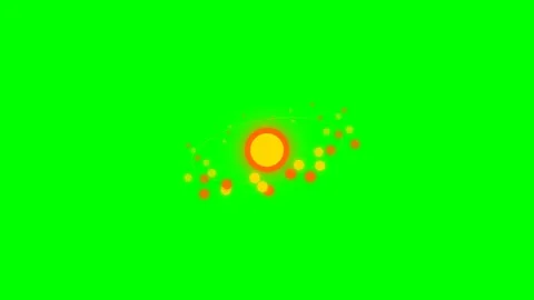 Abstract yellow sun icon surrounded by floating particles on green background Stock Footage 340263344