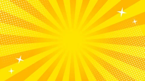 Abstract Yellow Sunburst Comic Style Background with Halftone and Twinkling.. Stock Footage 336619846
