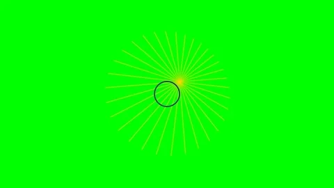 Abstract yellow sunburst pattern with a black circle on green background Stock-Footage 341823569