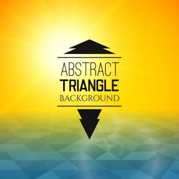 Abstract yellow sunset with blue triangle field, perspetive pattern in sunny  Stock Illustration