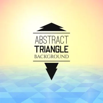 Abstract yellow sunset with blue triangle field, perspetive pattern in sunny fog Stock Illustration