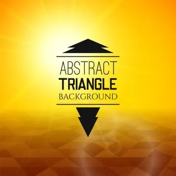 Abstract yellow sunset with dark triangle field, perspetive pattern in sunny fog Stock Illustration