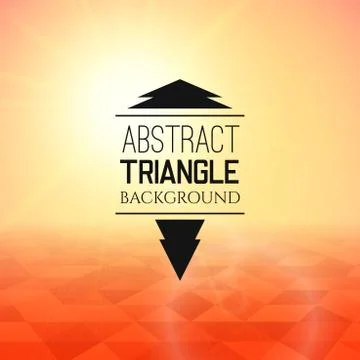 Abstract yellow sunset with red triangle field, perspetive pattern in sunny f Stock Illustration