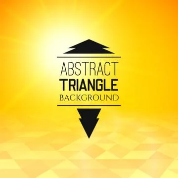 Abstract yellow sunset with triangle field, perspetive pattern in sunny fog Stock Illustration