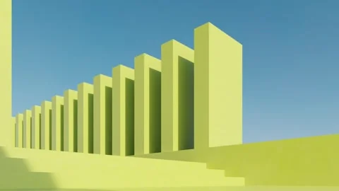 Abstract of yellow surreal architecture, minimal architectural Stock Footage 334840534