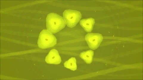 Abstract Yellow Triangles Rotating in Circle on Green Wavy Background Stock Footage 348021109