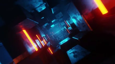 Abstract Yellow Tunnel Lights Background Loop 1 Video stock 196467950
