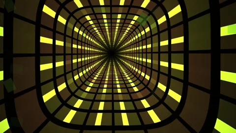Abstract Yellow Tunnel Perspective Motion Background with Glowing Lights. Stock Footage 334516943