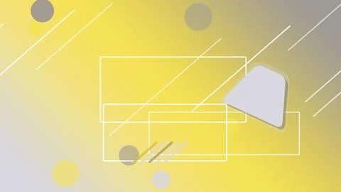 Abstract yellow video camera with a play icon floats over geometric lines a.. Stock Illustration