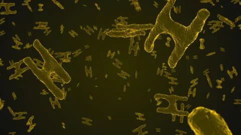 Abstract yellow virus cells under microscope Stock Illustration