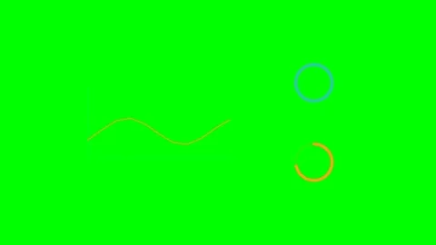 Abstract yellow wave and blue circular elements on a bright green background Stock Footage 341824167