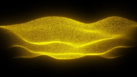 Abstract yellow wave animation, digital particle wave video animated background Stock Footage 345778520