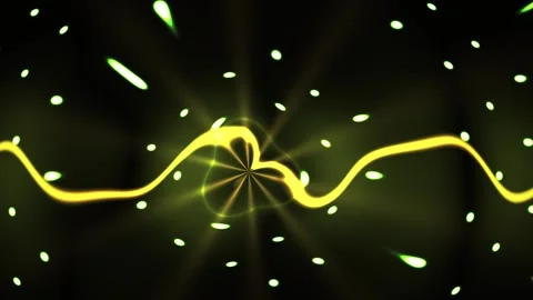 Abstract Yellow Wave Motion Background with Glowing Particles and Light Rays. Stock Footage 340525278