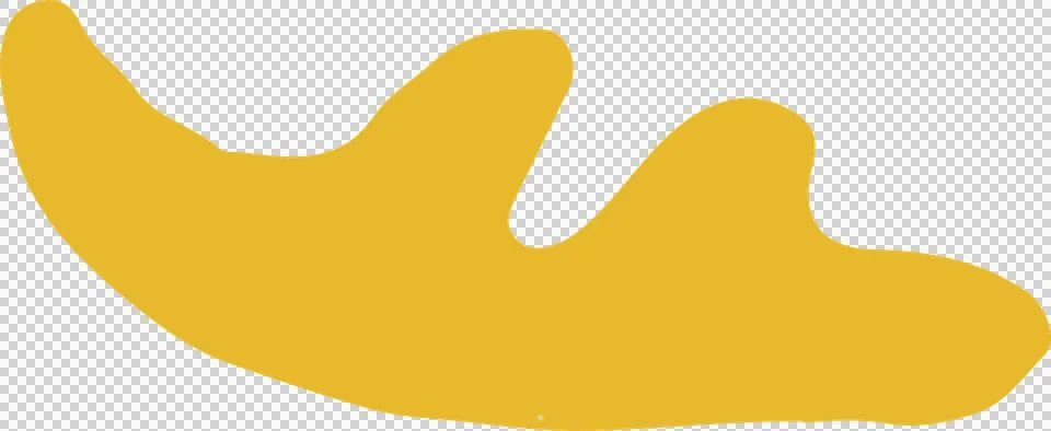 Abstract yellow wave shape is floating on transparent background in flat vector Stock Illustration