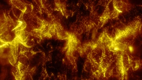 Abstract yellow waves and smoke from particles of energy magical bright glo.. Video stock 253770107