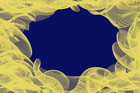 Abstract yellow waves on a dark blue background with dynamic pattern contrast 스톡 일러스트