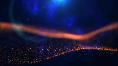 Abstract yellow waves from particles and energy magical dots with glow and .. Stock Illustration