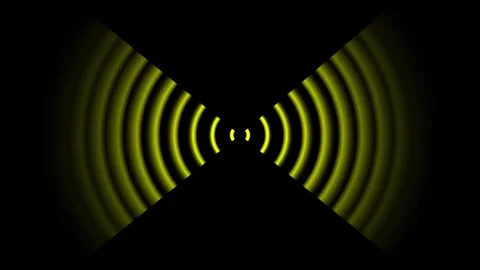 Abstract yellow waves radiating from center on black background in repeatin.. Stock Footage 336476221