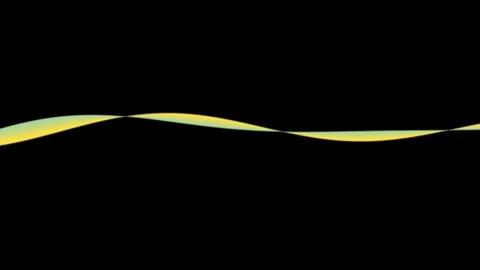 Abstract Yellow Wavy Line on Black Background, Smooth Flowing Curve Animation Stock Footage 339156631