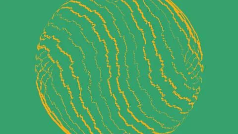 Abstract yellow wavy line circle on a green background Stockillustratie