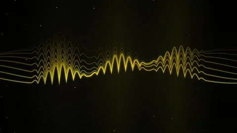 Abstract yellow wavy line pattern on dark green background Stock Footage 344649969