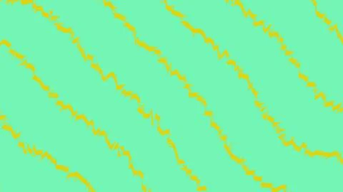 Abstract yellow wavy lines on a mint green background Illustrazione stock
