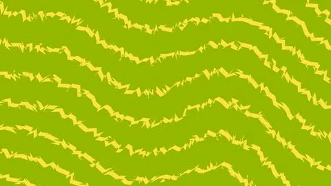 Abstract yellow wavy lines pattern on green background Stock Illustration