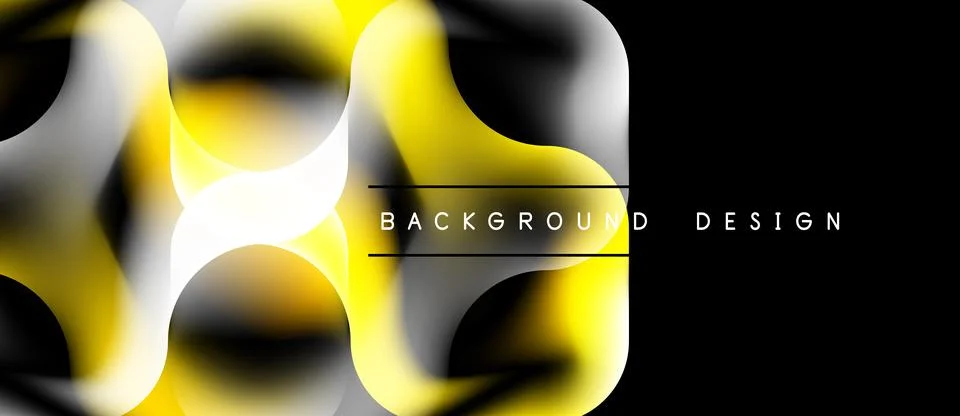 Abstract yellow, white layers form dynamic squares. Black background emphasiz Stock Illustration