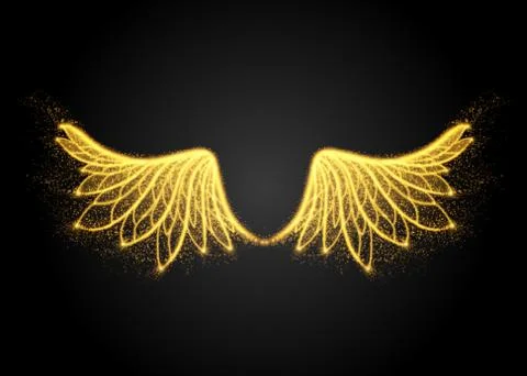 Abstract yellow wings, from lights. Vector illustration. Stock Illustration