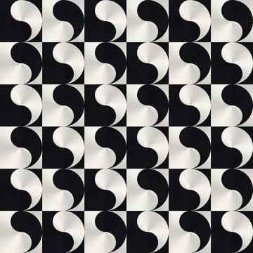 Abstract Yin Yang geometric pattern seamless black white Stock Illustration